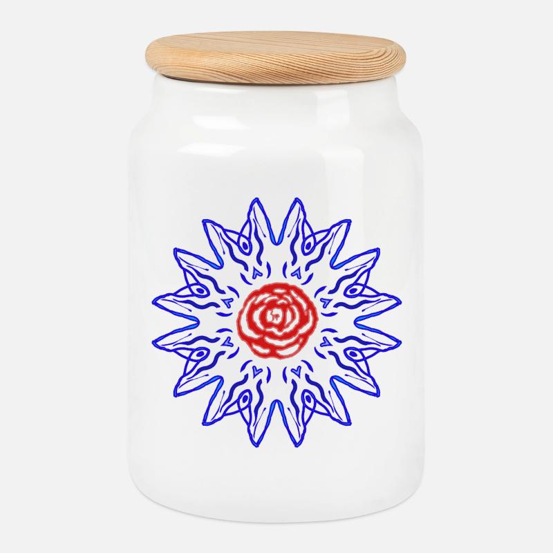 Rose in der blauen Sonne - Keksdose mit Holzdeckel - Weiß