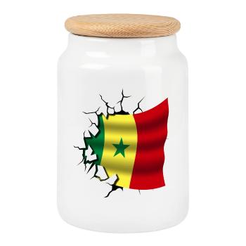 Flagge von Senegal - Senegal - Flagge Broken Design - Keksdose mit Holzdeckel - Weiß - Vorne