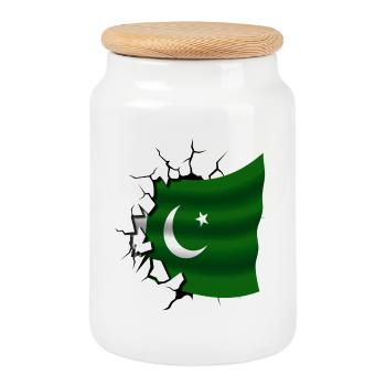 Drapeau du Pakistan - Pakistan - Drapeau cassé - Boîte à biscuits avec couvercle en bois - blanc - Devant
