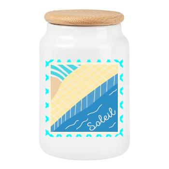 PISCINE VACANCES D’ÉTÉ SOLEIL - Boîte à biscuits avec couvercle en bois - blanc - Devant
