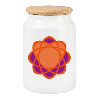Heart Orange Mandala Yoga Wedding Love Love Like - Cookie Jar with Wooden Lid - white - Front
