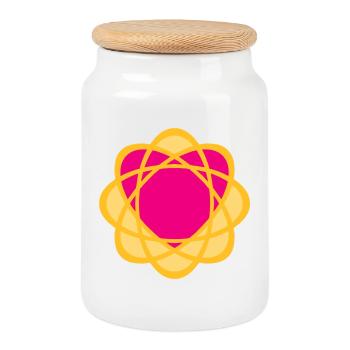 Coeur Mandala Yoga Mariage Amour Symbole Jaune Rose - Boîte à biscuits avec couvercle en bois - blanc - Devant