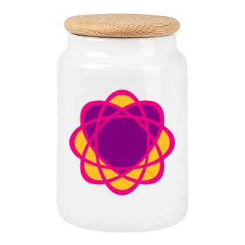 Heart Mandala Yoga Wedding Love Symbol Purple Pink - Cookie Jar with Wooden Lid - white - Front