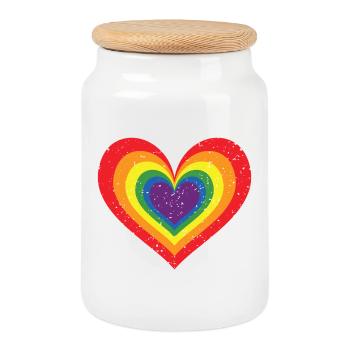Regenbogen Herz Pride Flagge Farben LGBTQ+ Grunge - Keksdose mit Holzdeckel - Weiß - Vorne