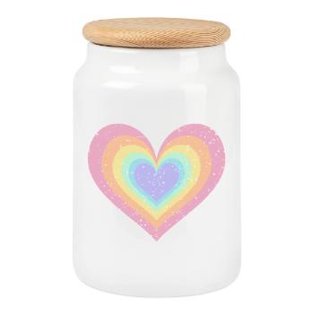 Regenbogen Herz Pastellfarben Pride Monat LGBTQ+ - Keksdose mit Holzdeckel - Weiß - Vorne