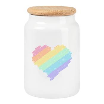 Regenbogen Herz Pastellfarben Pride Monat LGBTQ+ - Keksdose mit Holzdeckel - Weiß - Vorne