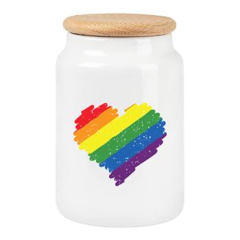 Regenbogen Herz Pride Flagge Farben LGBTQ+ Grunge - Keksdose mit Holzdeckel - Weiß - Vorne