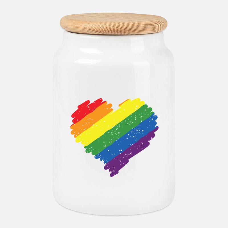 Regenbogen Herz Pride Flagge Farben LGBTQ+ Grunge - Keksdose mit Holzdeckel - Weiß
