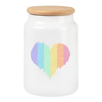 Regenbogen Herz Pastellfarben Pride Monat LGBTQ+ - Keksdose mit Holzdeckel - Weiß - Vorne