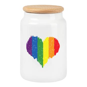Regenbogen Herz Pride Flagge Farben LGBTQ+ Grunge - Keksdose mit Holzdeckel - Weiß - Vorne