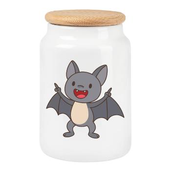 Happy Bat Baby - Cookie Jar with Wooden Lid - white - Front