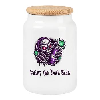 Painting the dark side - Cookie Jar with Wooden Lid - white - Front