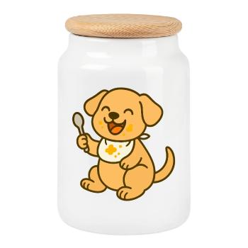 Feeding with puppy love - Cookie Jar with Wooden Lid - white - Front
