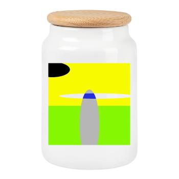 Weltraum-Landschaft - Keksdose mit Holzdeckel - Weiß - Vorne