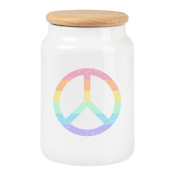 Regenbogen Friedenssymbol Pastell Pride LGBTQ+ Grunge - Keksdose mit Holzdeckel - Weiß - Vorne