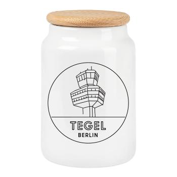 TEGEL Tower - Cookie Jar with Wooden Lid - white - Front