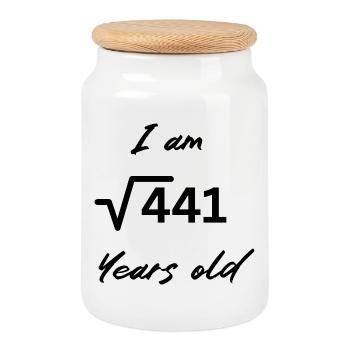 I am 21 Years old - Cookie Jar with Wooden Lid - white - Front