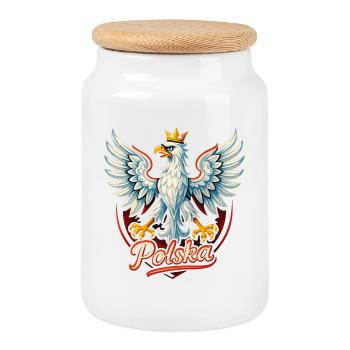 Pologne Polska aigle drapeau drapeau épique cadeau - Boîte à biscuits avec couvercle en bois - blanc - Devant
