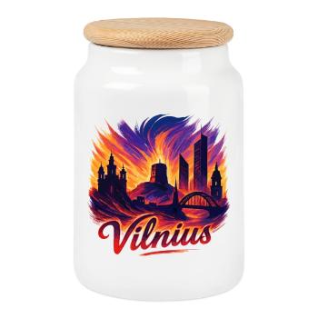 Vilnius Hauptstadt Litauen Baltikum Geschenk - Keksdose mit Holzdeckel - Weiß - Vorne