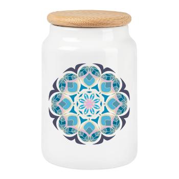 Journée plage Mandala - Boîte à biscuits avec couvercle en bois - blanc - Devant