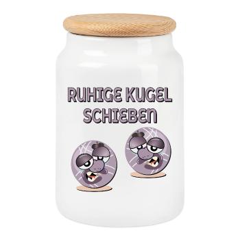 PÉTANQUE BOULE - RUHIGE KUGEL SCHIEBEN - Keksdose mit Holzdeckel - Weiß - Vorne