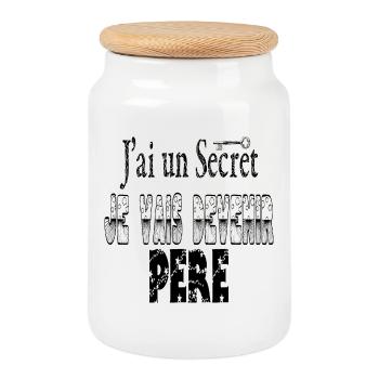 J'ai un Secret Je vais Devenir Père - Boîte à biscuits avec couvercle en bois - blanc - Devant