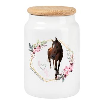 Moth - Cookie Jar with Wooden Lid - white - Front