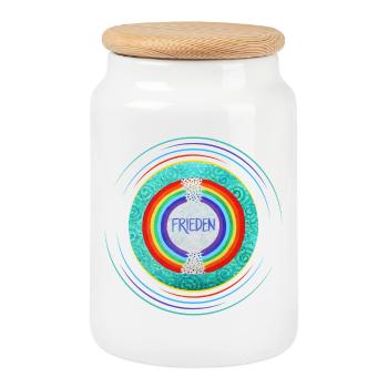 Peace - July 2025 - Sonja von Staden - Cookie Jar with Wooden Lid - white - Front
