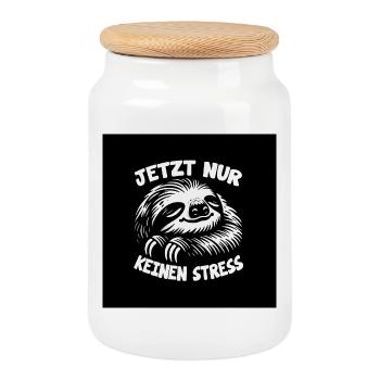 Cool bleiben immer mit der Ruhe lustiges Faultier - Keksdose mit Holzdeckel - Weiß - Vorne