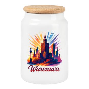 Varsovie Warszawa Capitale Pologne Cadeau - Boîte à biscuits avec couvercle en bois - blanc - Devant