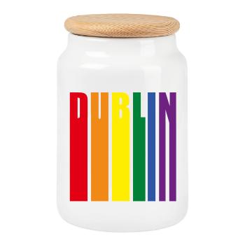 Dublin Regenbogen Pride Geschenk - Keksdose mit Holzdeckel - Weiß - Vorne