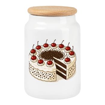 Schwarzwälder Kirschtorte - Keksdose mit Holzdeckel - Weiß - Vorne