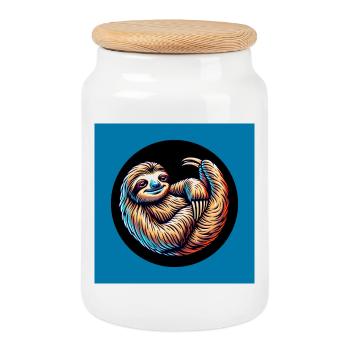 Always stay cool with the calm - Cookie Jar with Wooden Lid - white - Front