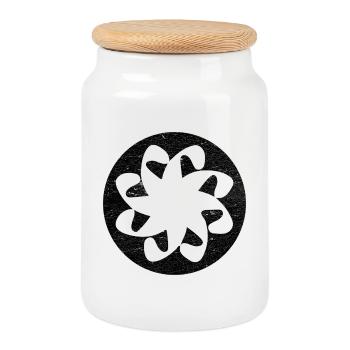 Christian Armenian Symbol of Eternity - Black Circle - Cookie Jar with Wooden Lid - white - Front