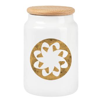 Armenian Christian Symbol of Eternity - Golden Circle - Cookie Jar with Wooden Lid - white - Front