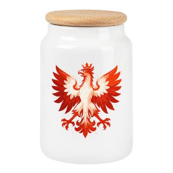 Pologne Polska aigle drapeau drapeau épique cadeau - Boîte à biscuits avec couvercle en bois - blanc - Devant