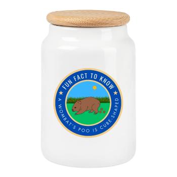 A wombat's poo is cube-shaped - Cookie Jar with Wooden Lid - white - Front