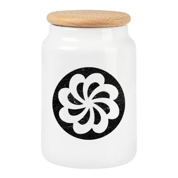 Spirale d'éternité arménienne dans un cercle noir - Boîte à biscuits avec couvercle en bois - blanc - Devant