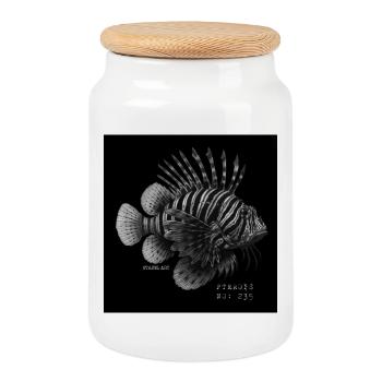 Lionfish - Pterois - Cookie Jar with Wooden Lid - white - Front