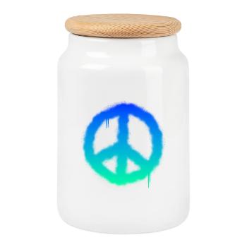 Le graffiti signe de paix - Boîte à biscuits avec couvercle en bois - blanc - Devant