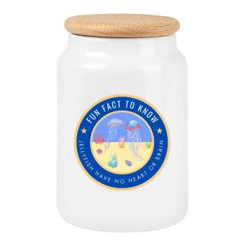 Jellyfish have no heart or brain - Cookie Jar with Wooden Lid - white - Front