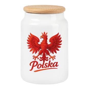 Pologne Polska aigle drapeau drapeau épique cadeau - Boîte à biscuits avec couvercle en bois - blanc - Devant