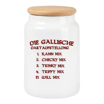 Die Gallische Dartaufstellung - Keksdose mit Holzdeckel - Weiß - Vorne