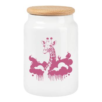 Cool Giraffe – Street Art Animal Motif - Cookie Jar with Wooden Lid - white - Front