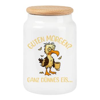 Mouette du matin avec café - Boîte à biscuits avec couvercle en bois - blanc - Devant