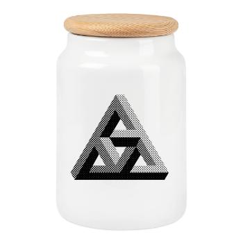 Optical Illusions Design Triangle - Cookie Jar with Wooden Lid - white - Front