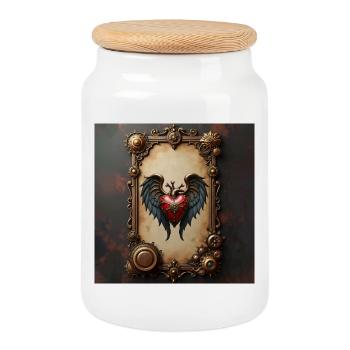 The beating heart of mechanics, - Cookie Jar with Wooden Lid - white - Front