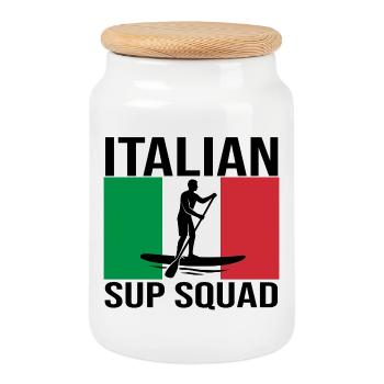 Italian SUP Crew Paddle-Shirt - Keksdose mit Holzdeckel - Weiß - Vorne