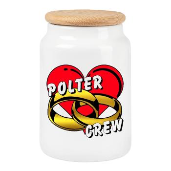 Polter Crew , Junggesellenabschied ............... - Keksdose mit Holzdeckel - Weiß - Vorne
