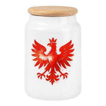 Pologne Polska Eagle drapeau drapeau Cool cadeau - Boîte à biscuits avec couvercle en bois - blanc - Devant